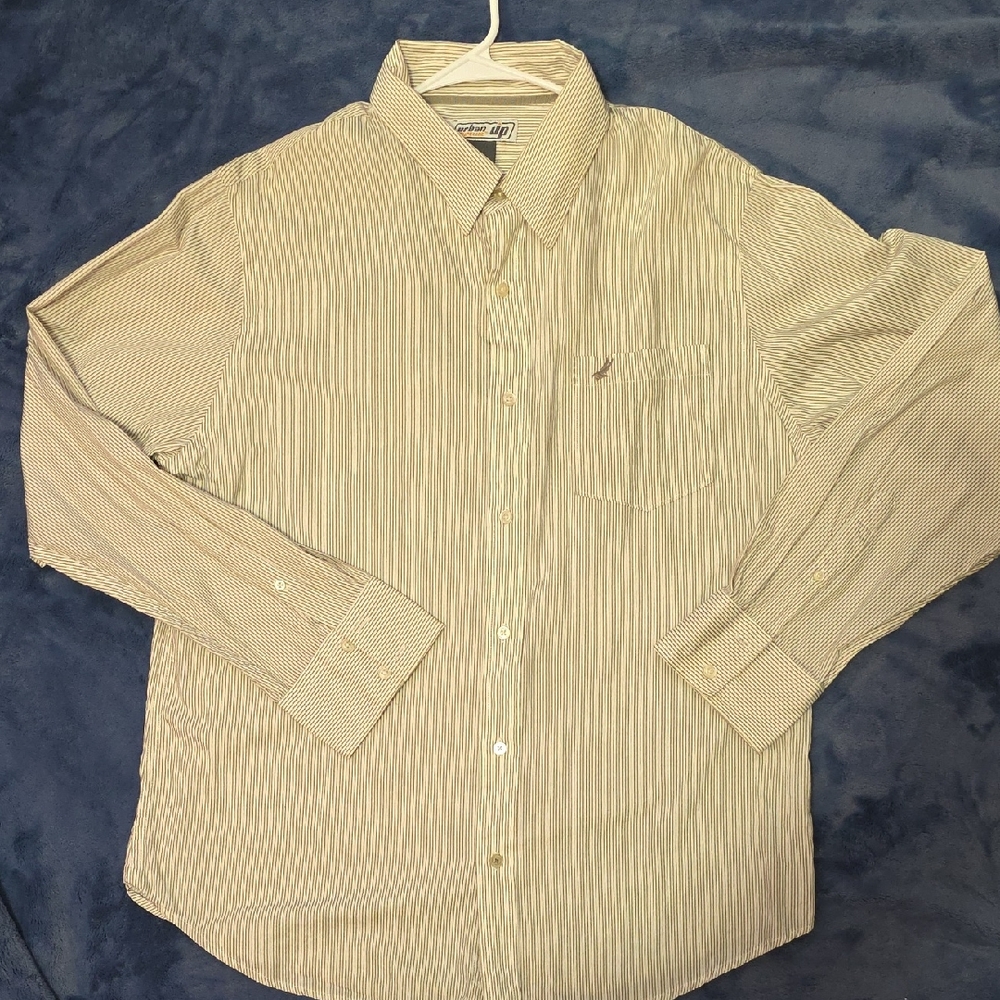 urban pipeline Cream and Brown Striped Long-Sleeve Dress Shirt